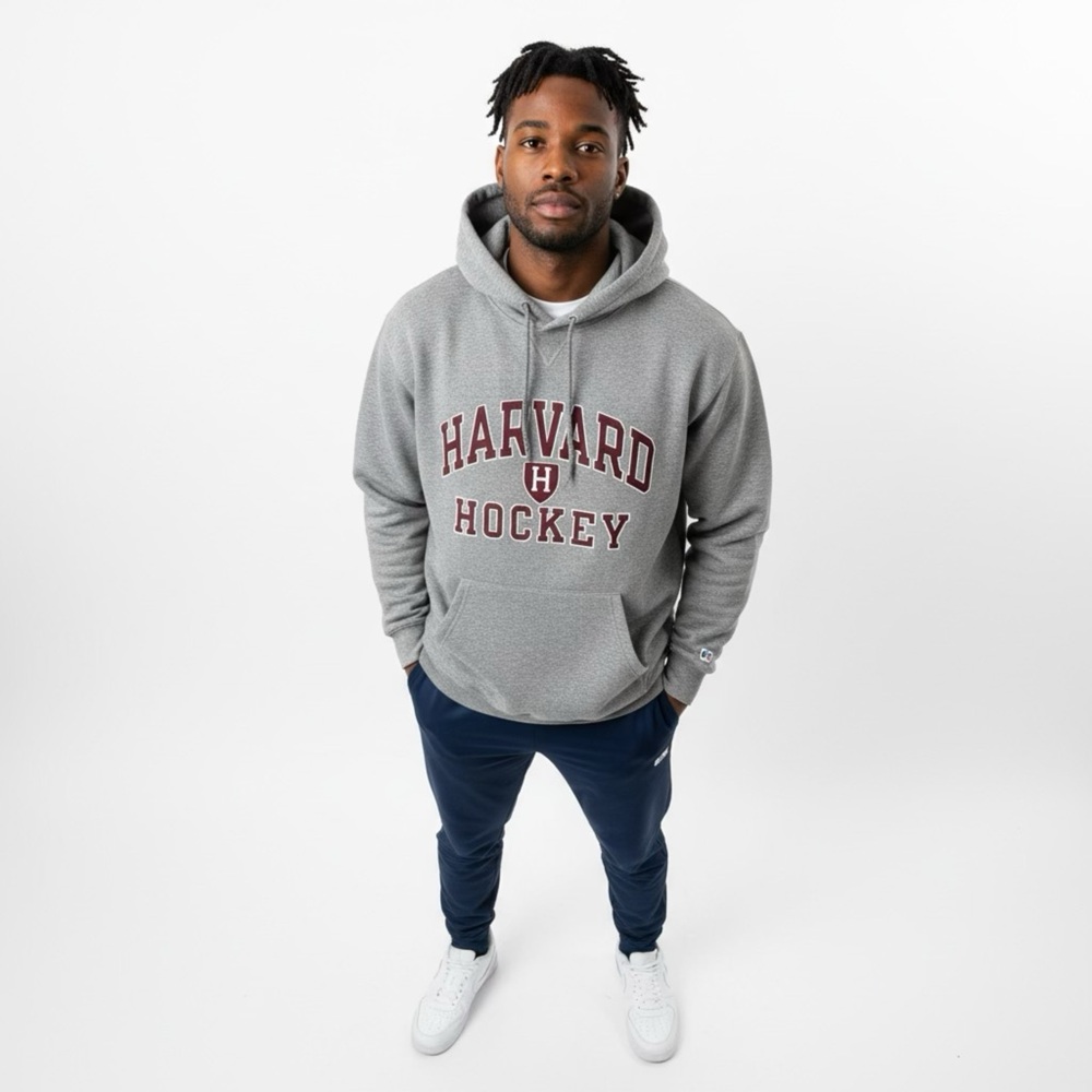 Gray Harvard Hockey Hoodie